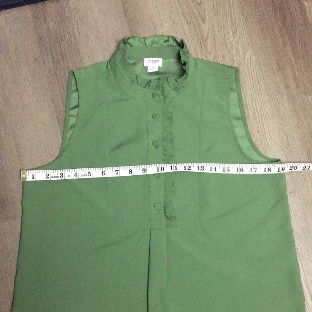 J. Crew Womens Green Sleeveless Ruffled Top (Size 6) - Picture 8 of 13